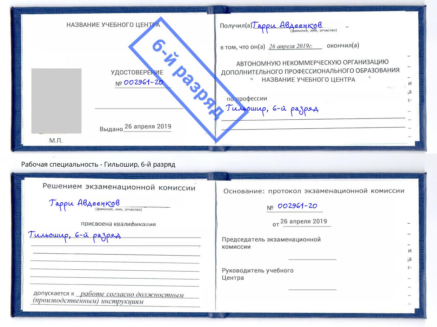 корочка 6-й разряд Гильошир Рузаевка