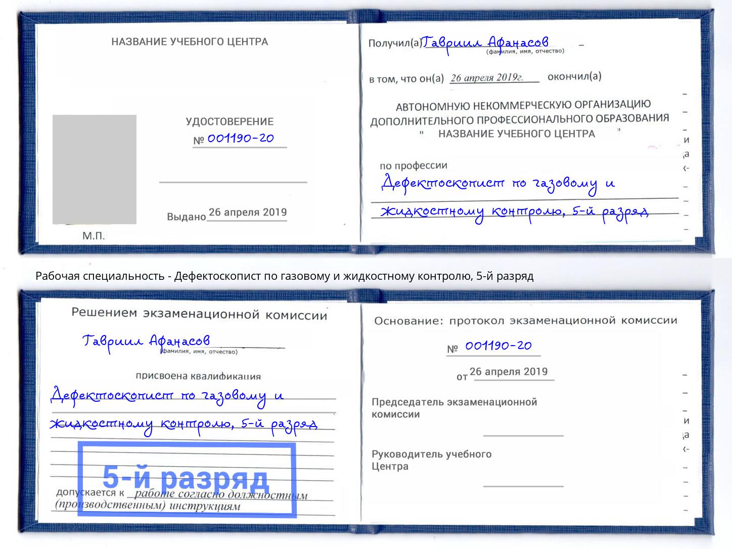 корочка 5-й разряд Дефектоскопист по газовому и жидкостному контролю Рузаевка