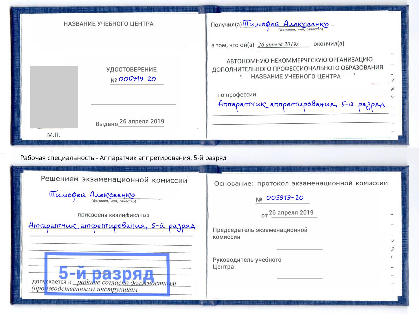 корочка 5-й разряд Аппаратчик аппретирования Рузаевка