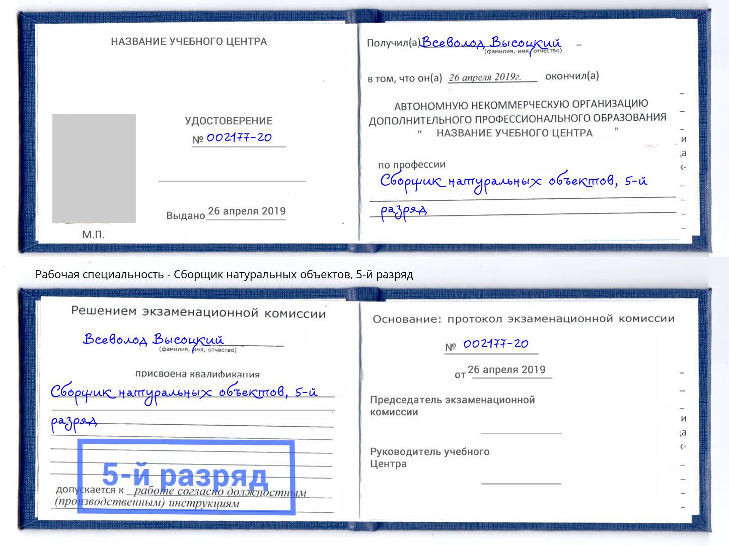 корочка 5-й разряд Сборщик натуральных объектов Рузаевка