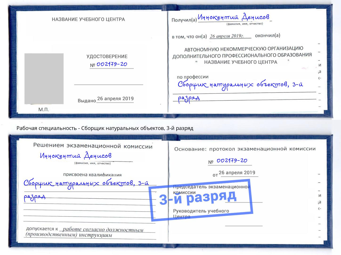 корочка 3-й разряд Сборщик натуральных объектов Рузаевка