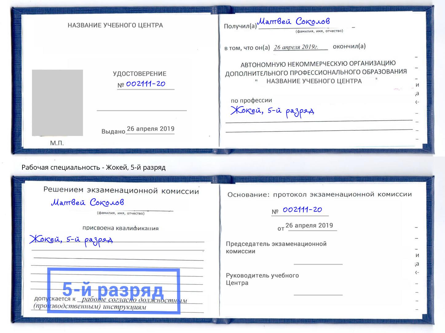 корочка 5-й разряд Жокей Рузаевка