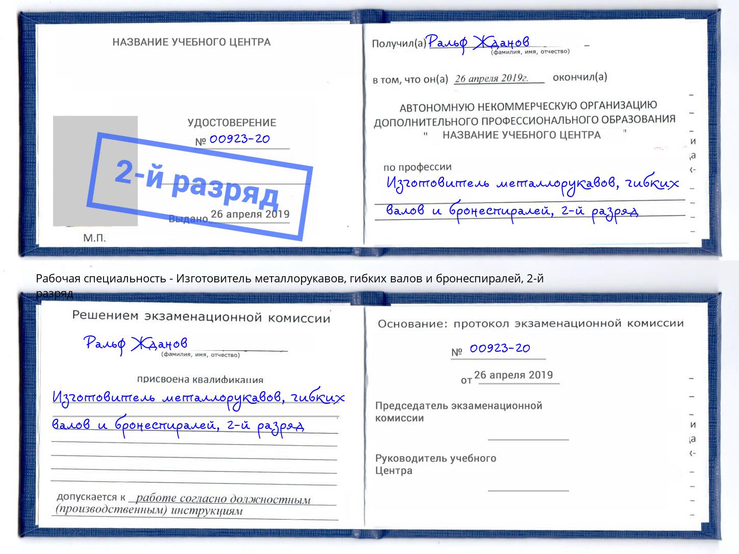 корочка 2-й разряд Изготовитель металлорукавов, гибких валов и бронеспиралей Рузаевка